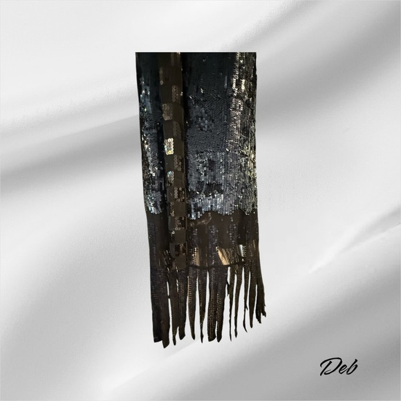 Kate Moss Top Shop Black and Blue Fringe Sleeveless Top - Picture 4 of 10